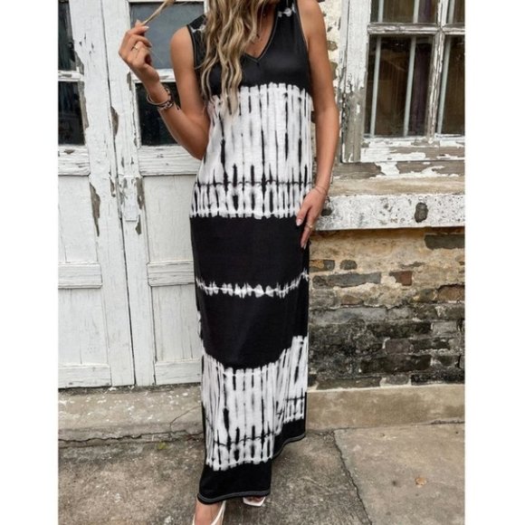 Tank Top Tie Dye Maxi dress with Pockets - Picture 4 of 6